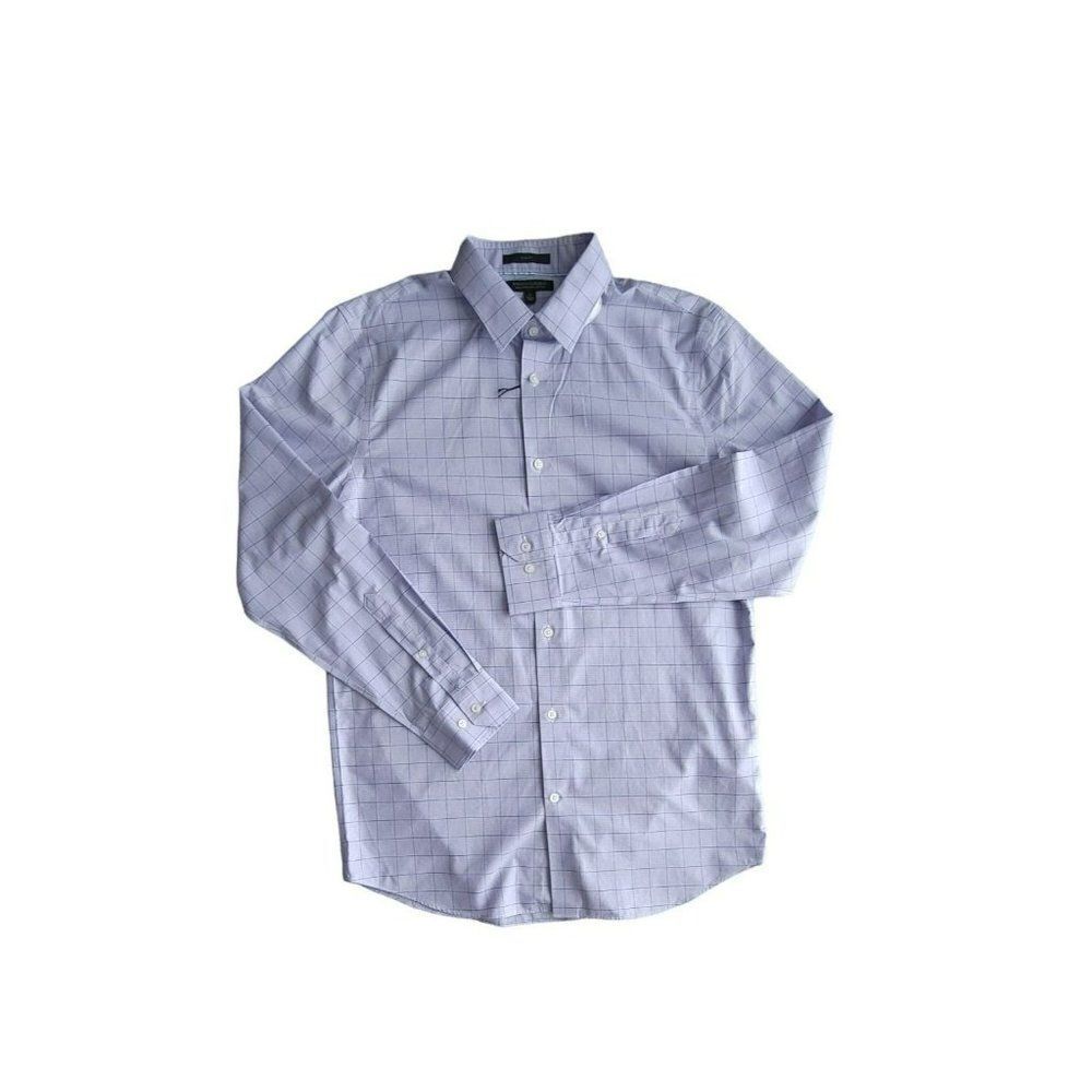 Banana Republic 100% Cotton Shirt Glen Plaid Purple Men's Sz Large